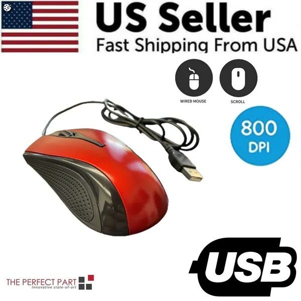 USB Optical Wired Mouse, Scroll Wheel