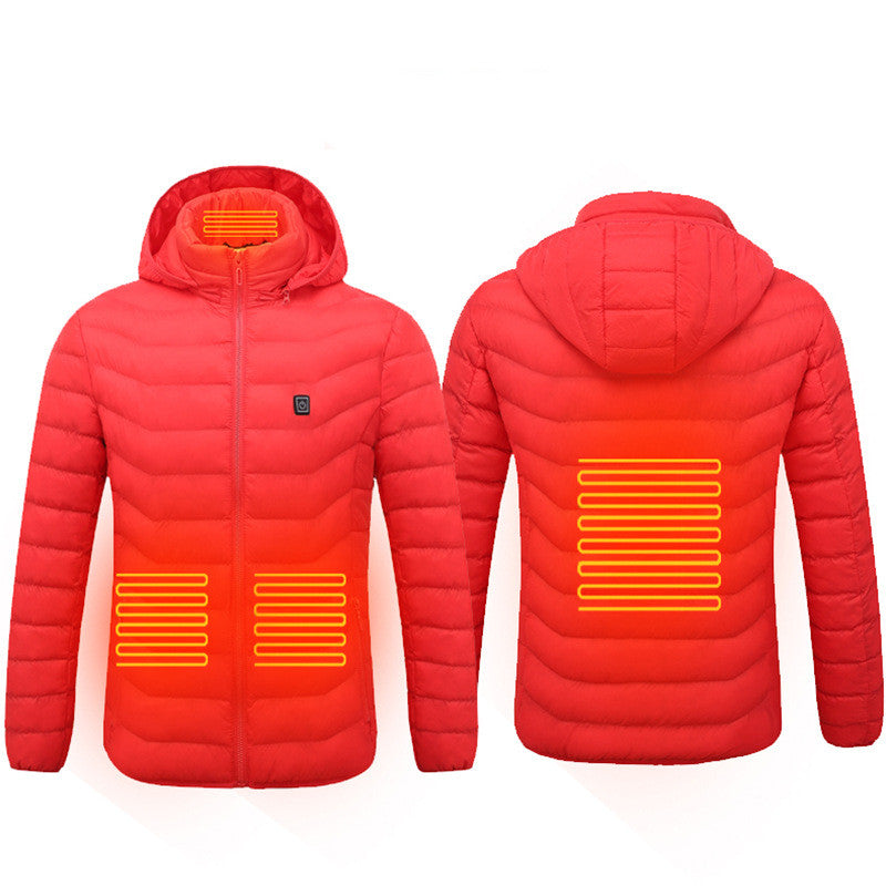 Men's Heated Puffer Jacket with Hood, USB Powered