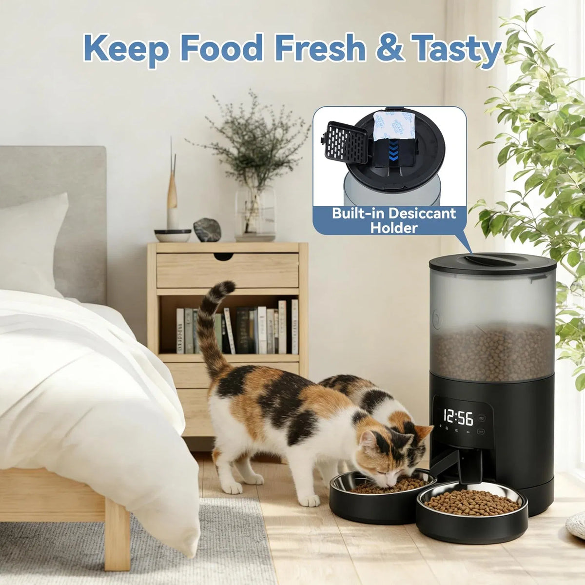 6L Automatic Cat Feeder with Timer, 2 Bowls and Voice Recorder