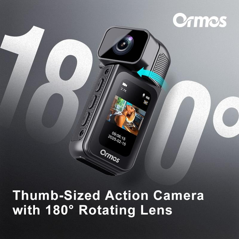 Mini Action Camera, 180 Degree Rotating Lens