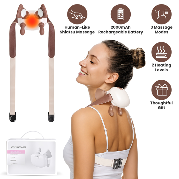 Cordless Neck and Shoulder Massager with Heat, 3 Modes