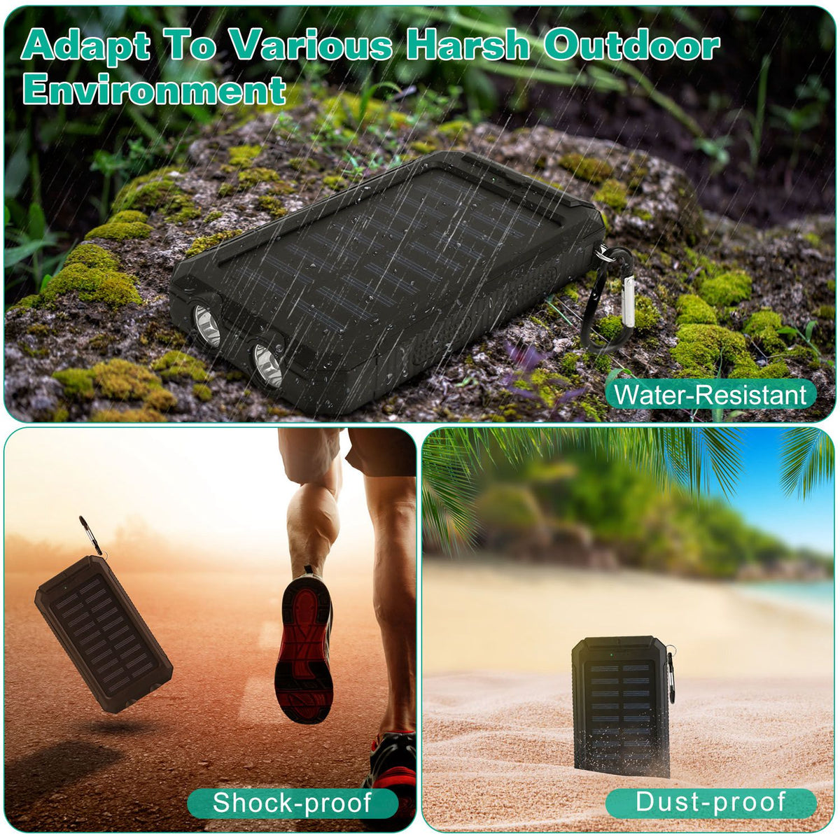 Solar Power Bank, Dual USB Outdoor