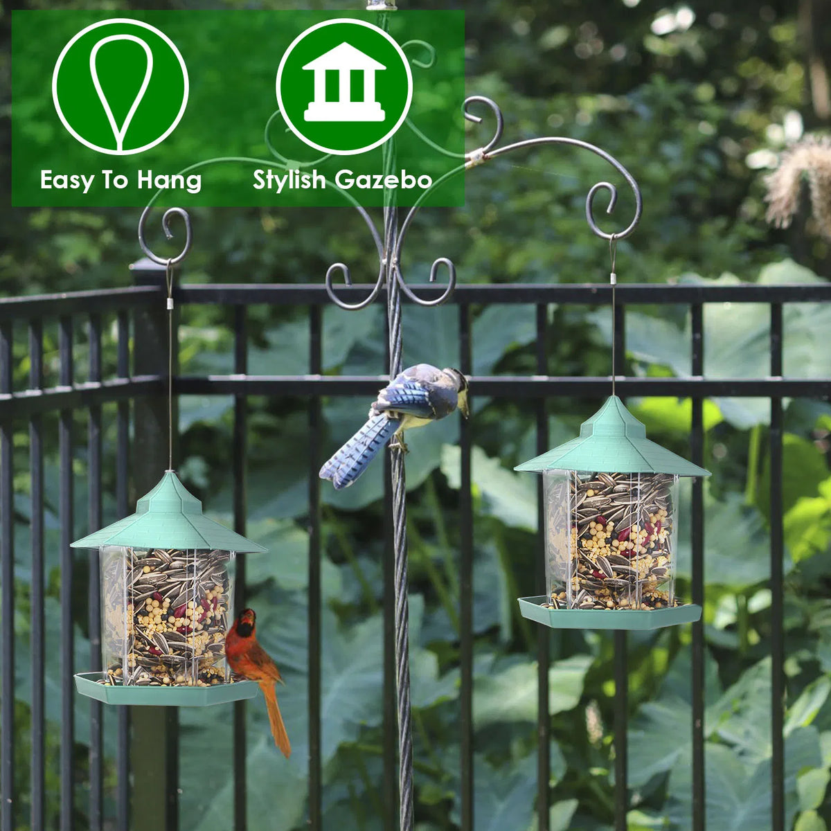Hanging Gazebo Bird Feeder with 6 Feeding Ports