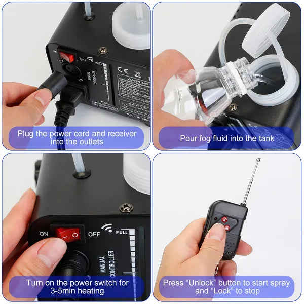 Fog Machine with RGB LED Lights and Wireless Remote
