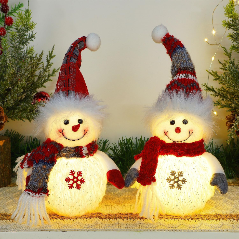 Light-Up Plush Snowmen Table Decorations, 10 Inch, 2 Pack