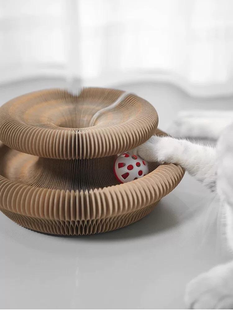 Accordion Cat Scratcher Toy with Bell Ball