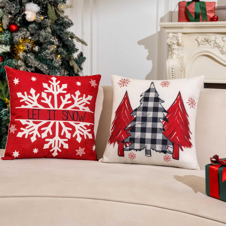Christmas Throw Pillow Covers, 18 x 18 Inch, Set of 4