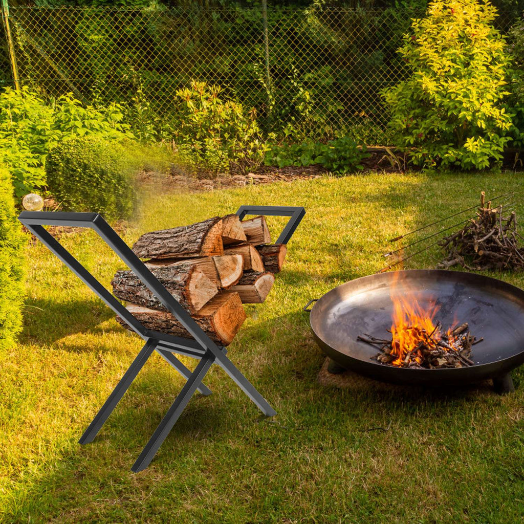 X-Frame Steel Firewood Rack, 220 lb Capacity