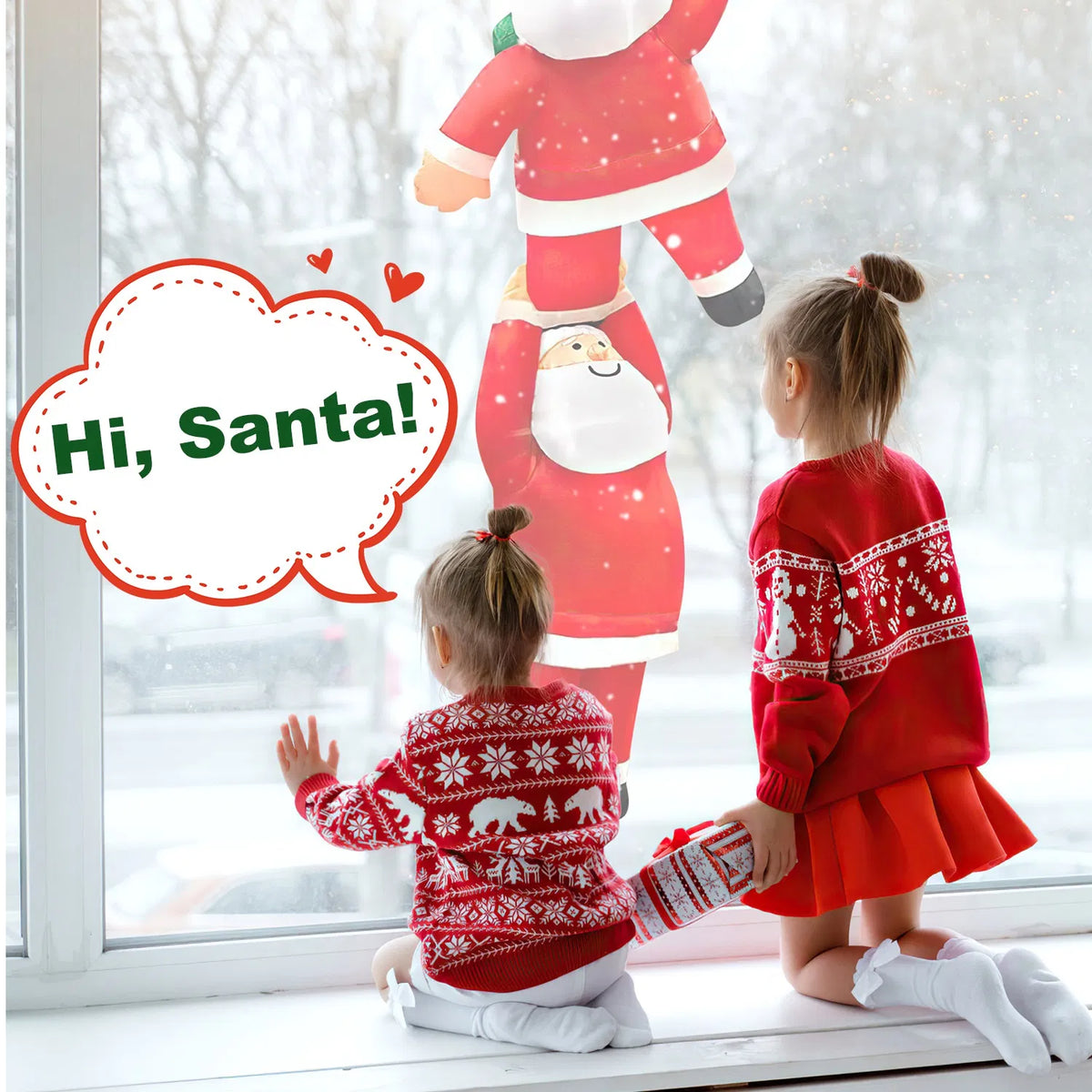 8 ft Inflatable Climbing Santa Window Decoration with LEDs
