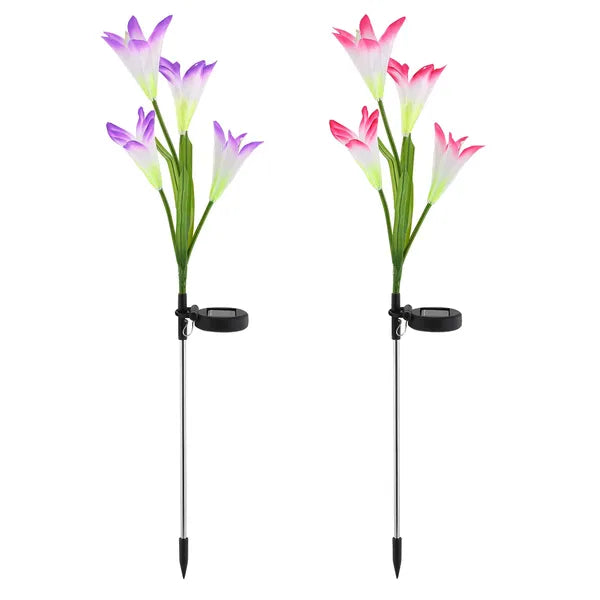 Solar Garden Lily Flower Lights, 2-Pack