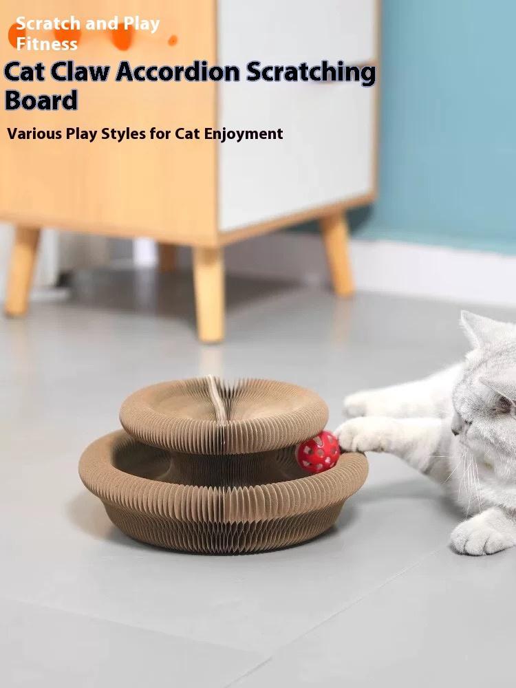 Accordion Cat Scratcher Toy with Bell Ball