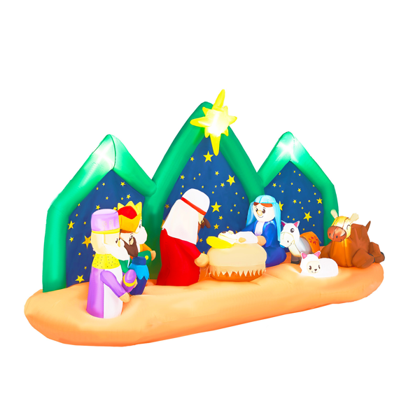 9 ft Inflatable Nativity Scene with Starry Night Backdrop and LEDs
