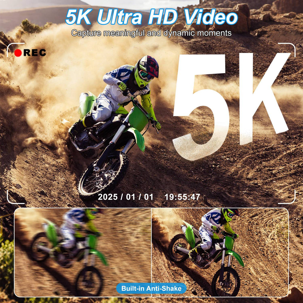 5K 75MP Digital Camera, Anti-Shake