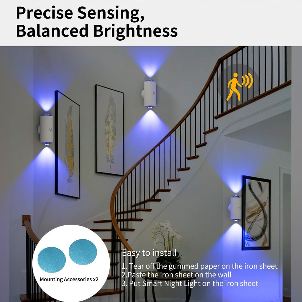 Motion Sensor Night Light 4 Pack, Rechargeable RGB Magnetic