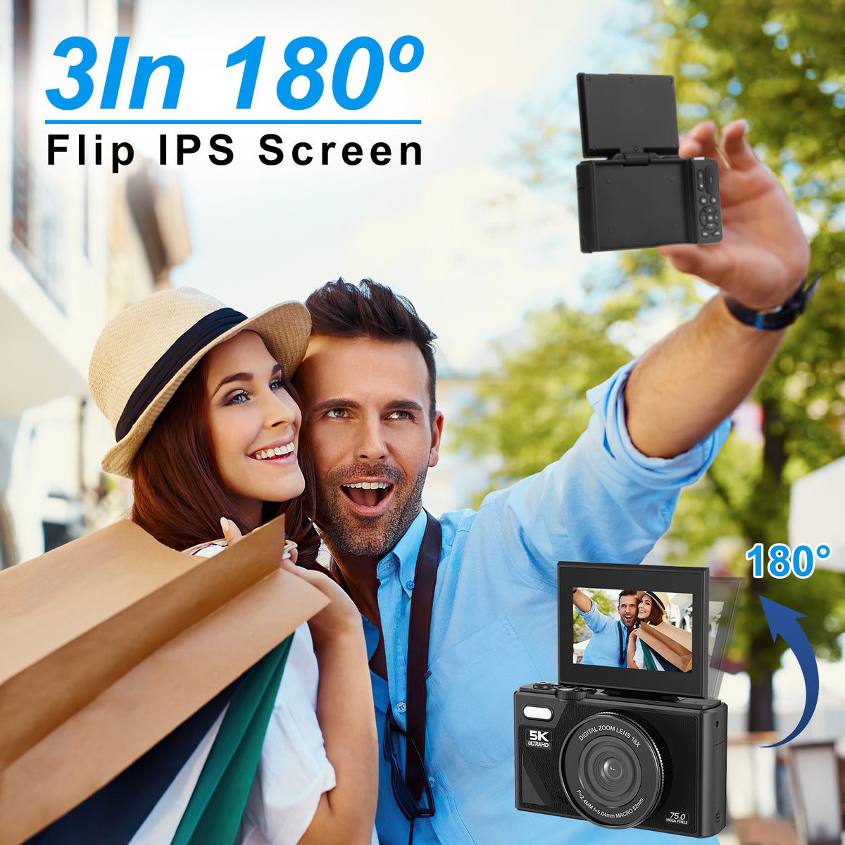 5K 75MP Digital Camera, Anti-Shake