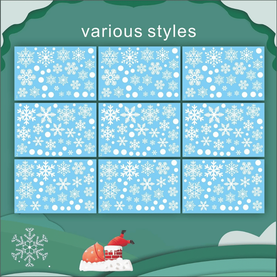 Snowflake Christmas Window Clings, 9 Sheets