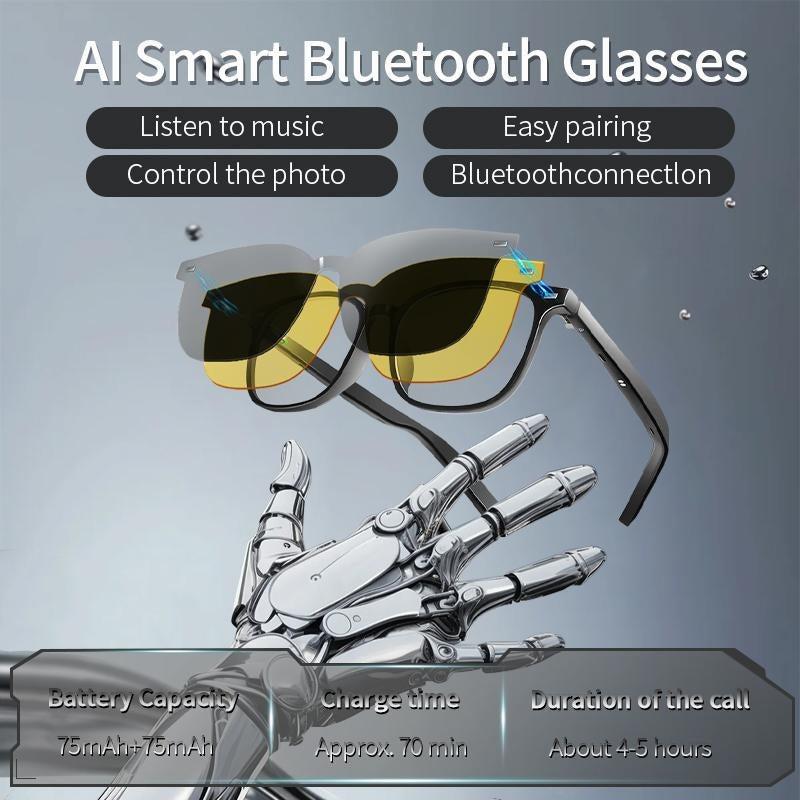 AI Audio Smart Glasses, Magnetic Interchangeable Lenses