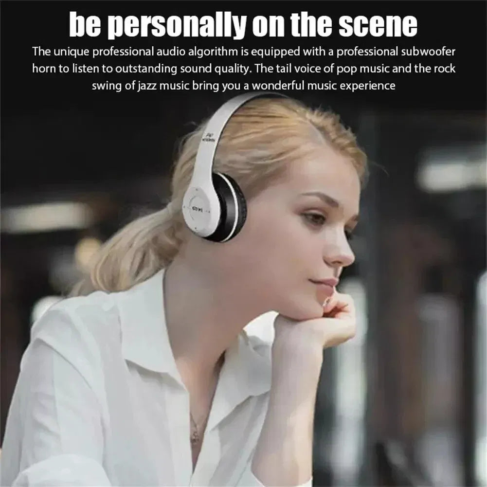 Foldable Wireless Bluetooth Headphones with FM Radio and Mic