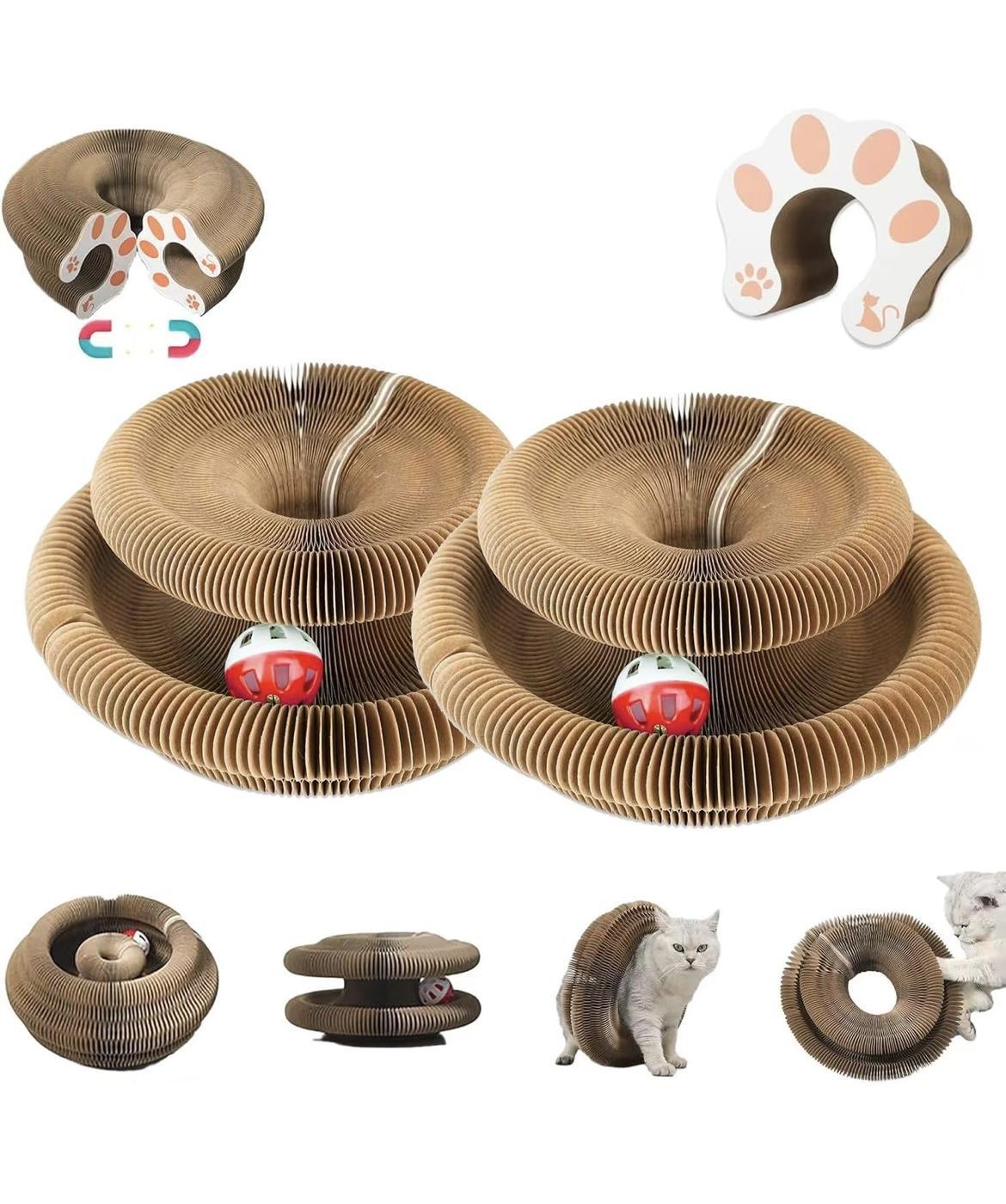 Accordion Cat Scratcher Toy with Bell Ball