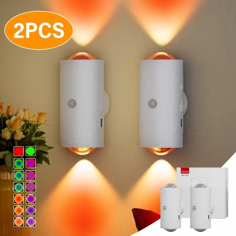 Motion Sensor Night Light 4 Pack, Rechargeable RGB Magnetic