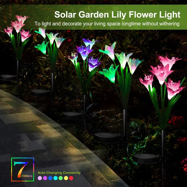 Solar Garden Lily Flower Lights, 2-Pack