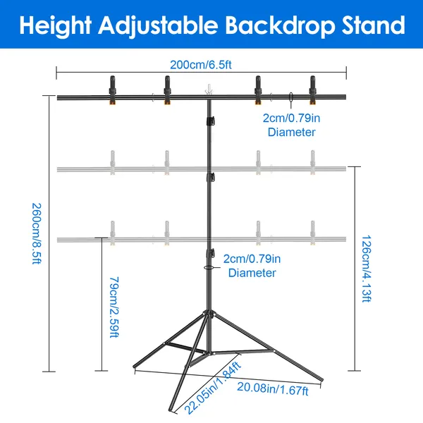 Photo Video Backdrop Stand, 6.5x8.5ft