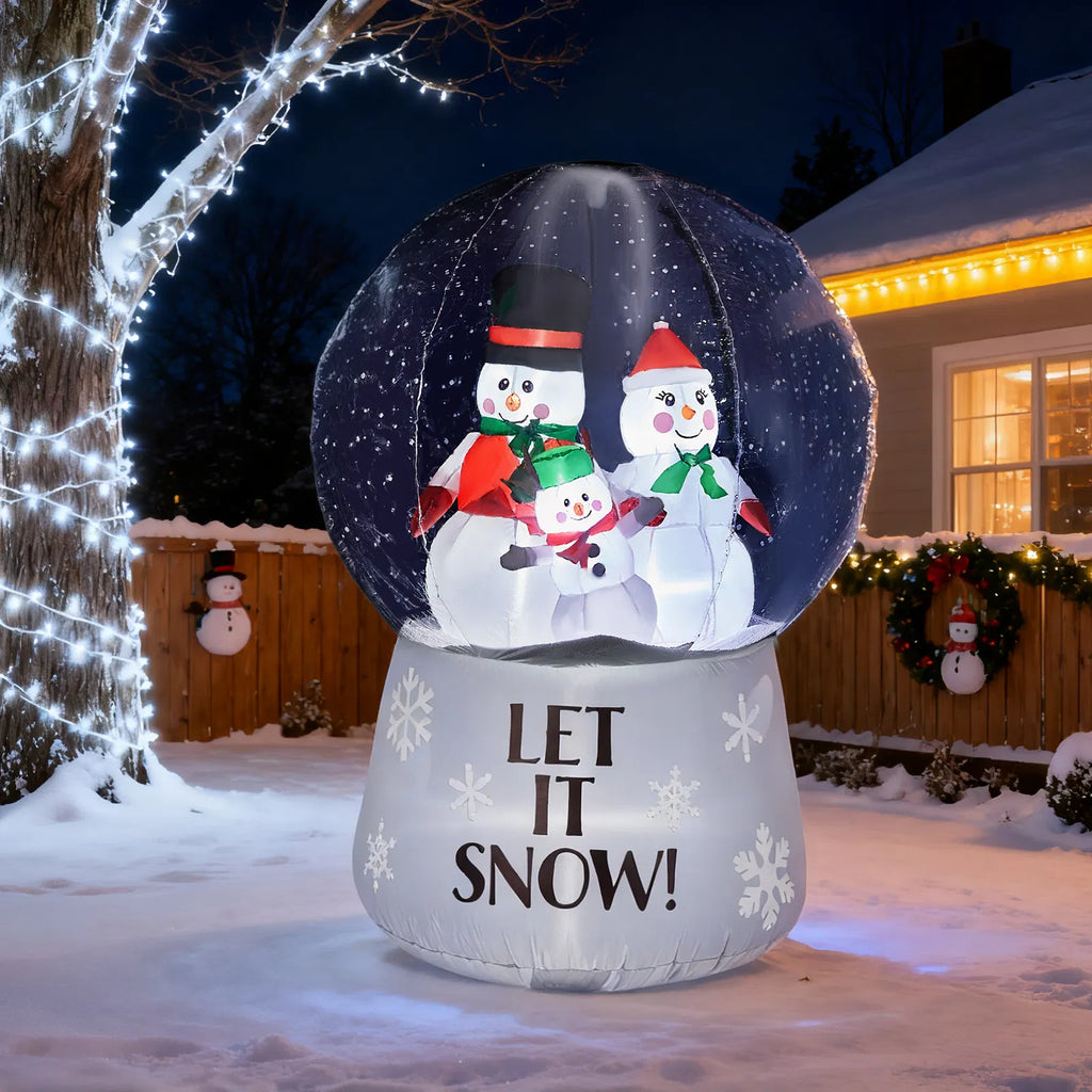 6 ft Inflatable Snow Globe with Snowman Family and LED Lights