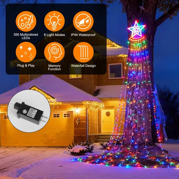 350-LED Star Waterfall Lights, 11.5ft