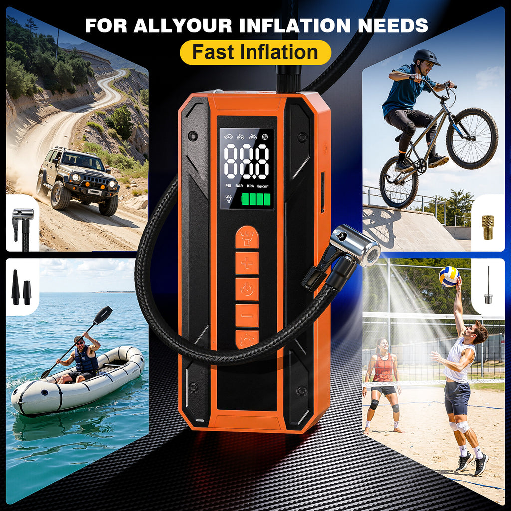 Portable Jump Starter with 150PSI Tire Inflator and Light