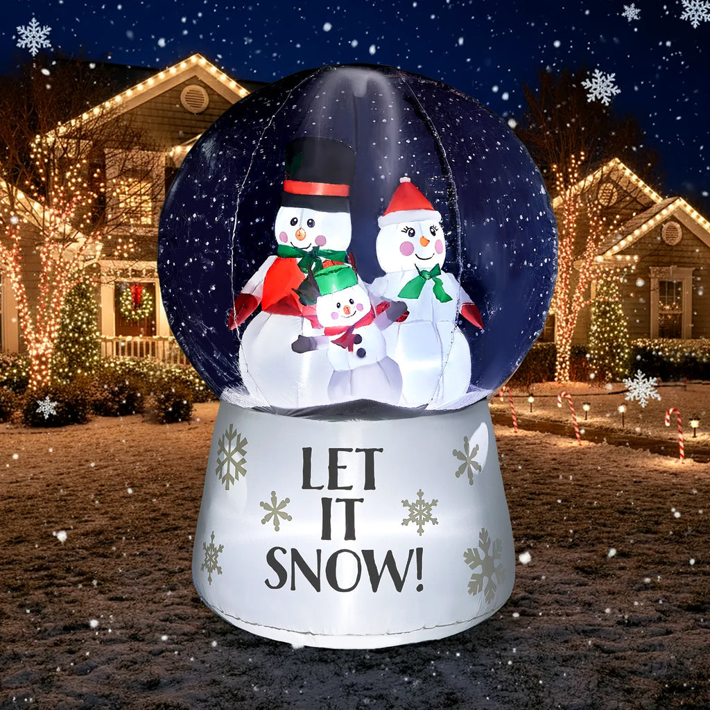 6 ft Inflatable Snow Globe with Snowman Family and LED Lights