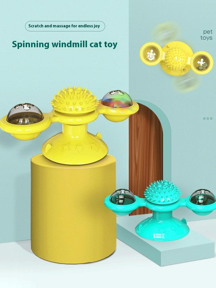 Windmill Cat Toy with LED Ball and Catnip