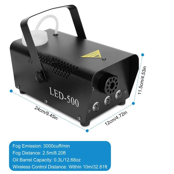 Fog Machine with RGB LED Lights and Wireless Remote