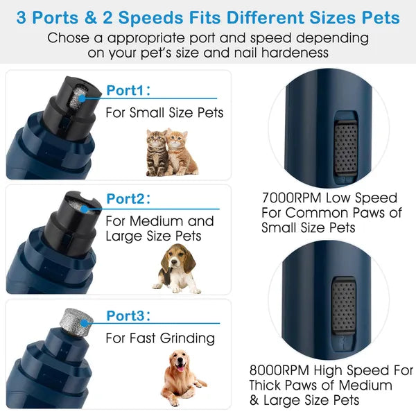 Rechargeable Dog Nail Grinder, 2-Speed Quiet