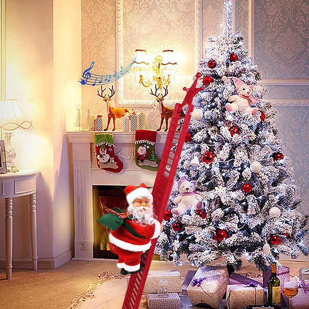 Climbing Santa on a Ladder with Music, Christmas Tree Decoration
