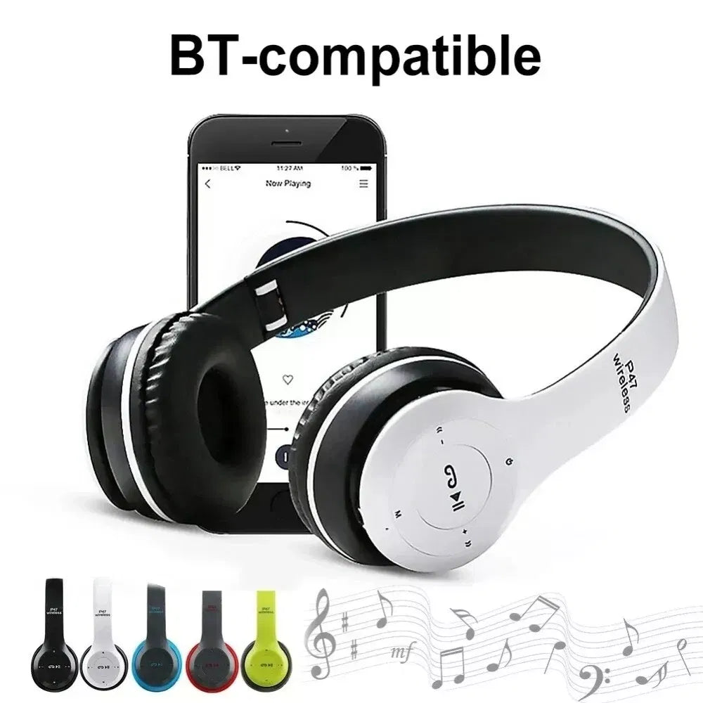 Foldable Wireless Bluetooth Headphones with FM Radio and Mic