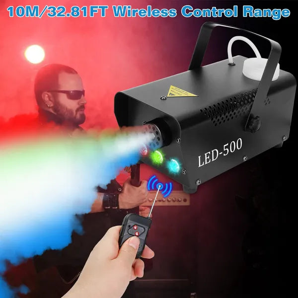 Fog Machine with RGB LED Lights and Wireless Remote