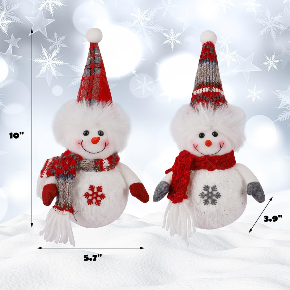 Light-Up Plush Snowmen Table Decorations, 10 Inch, 2 Pack