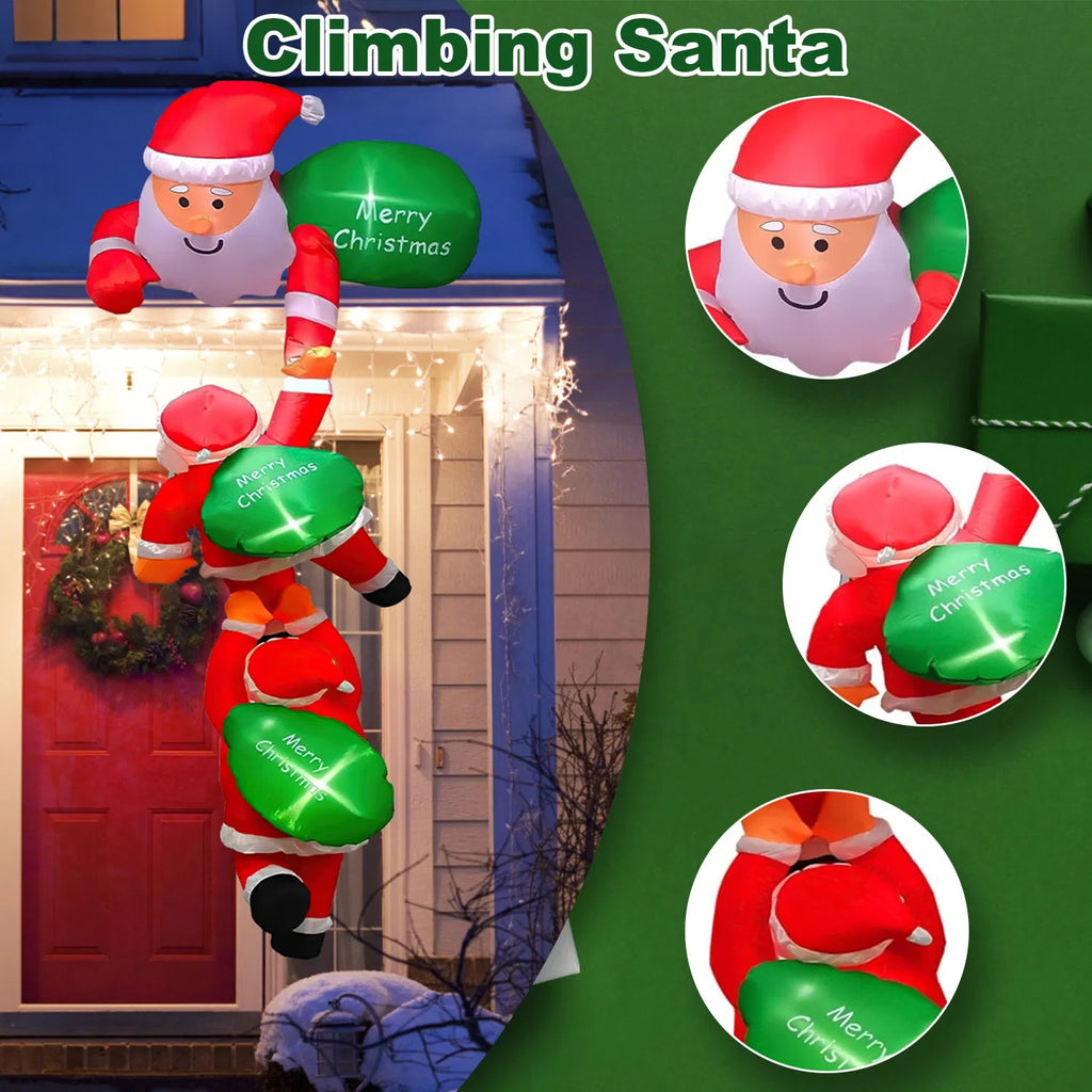 8 ft Inflatable Climbing Santa Window Decoration with LEDs