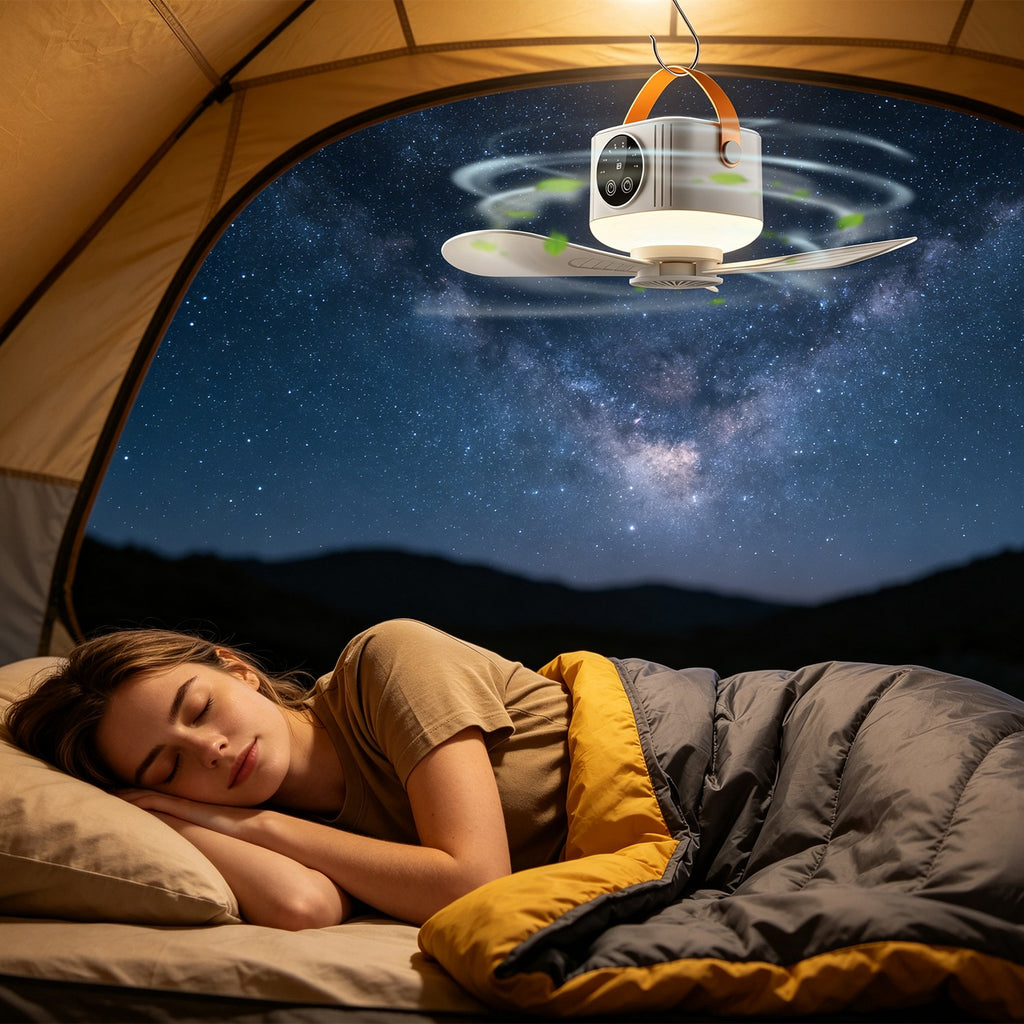 Rechargeable Hanging Tent Ceiling Fan with LED Light