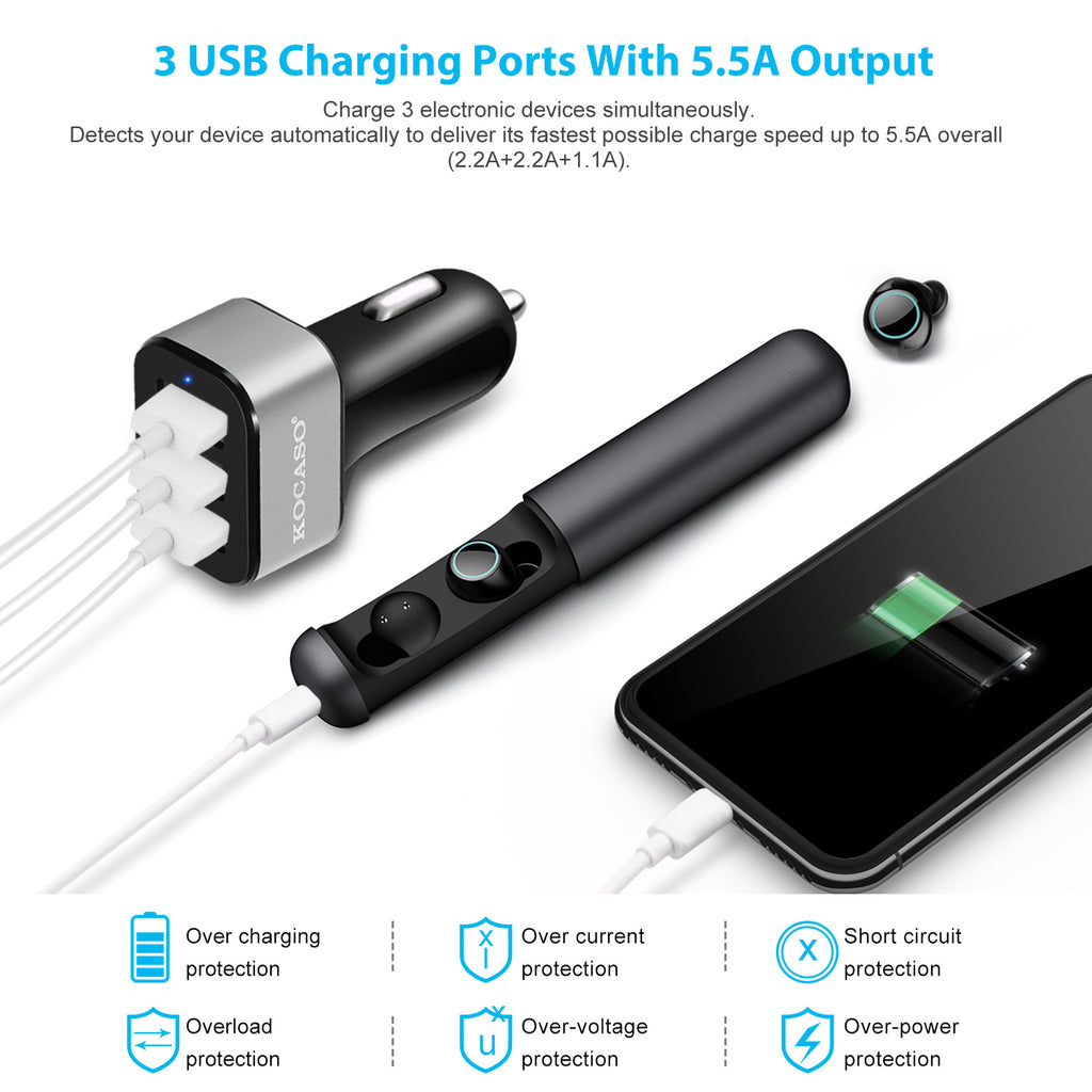 30W 3-Port USB Car Charger
