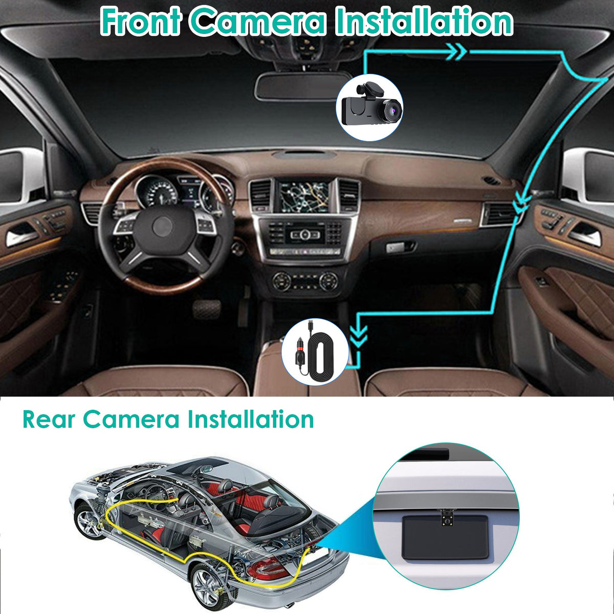 3 Channel Dash Cam, Front, Inside and Rear