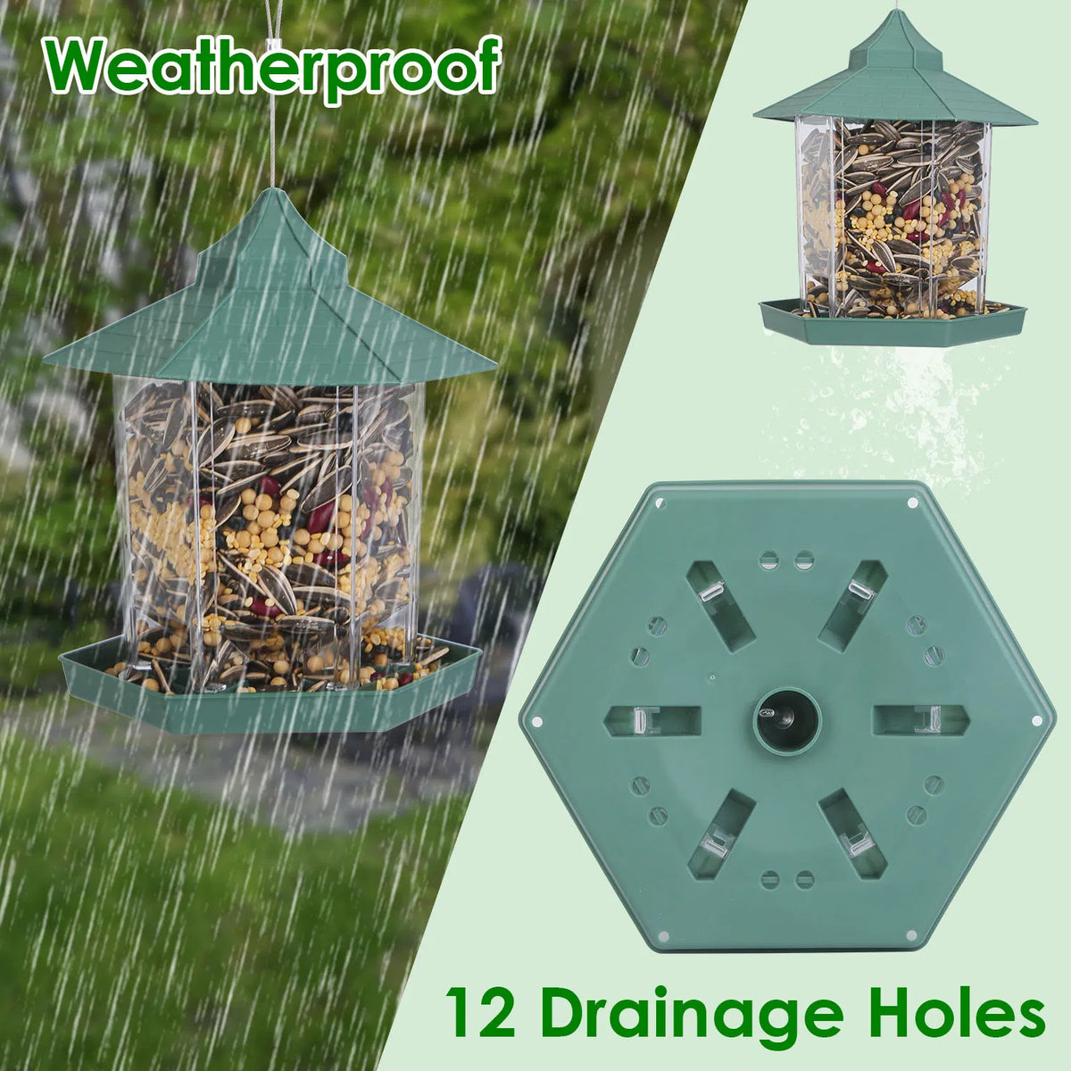 Hanging Gazebo Bird Feeder with 6 Feeding Ports