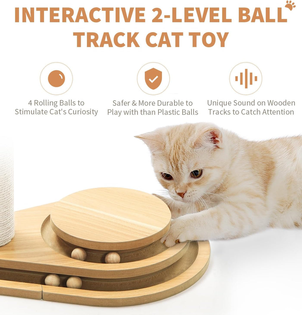 Sisal Cat Scratching Post with 2-Level Ball Track