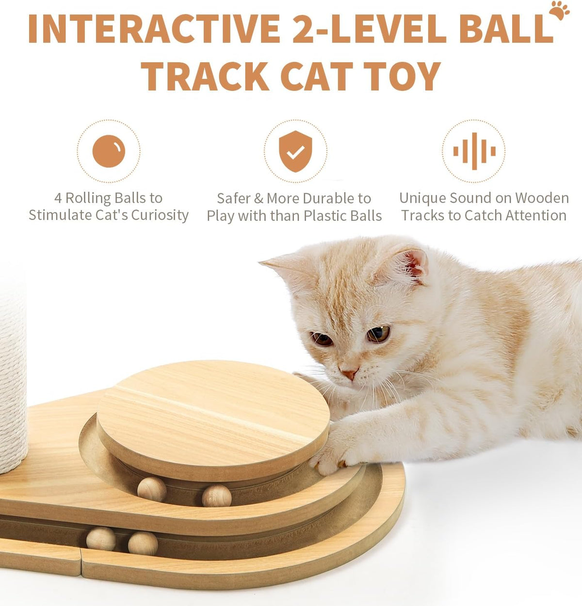 Sisal Cat Scratching Post with 2-Level Ball Track