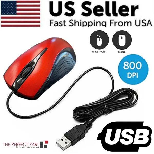 USB Optical Wired Mouse, Scroll Wheel