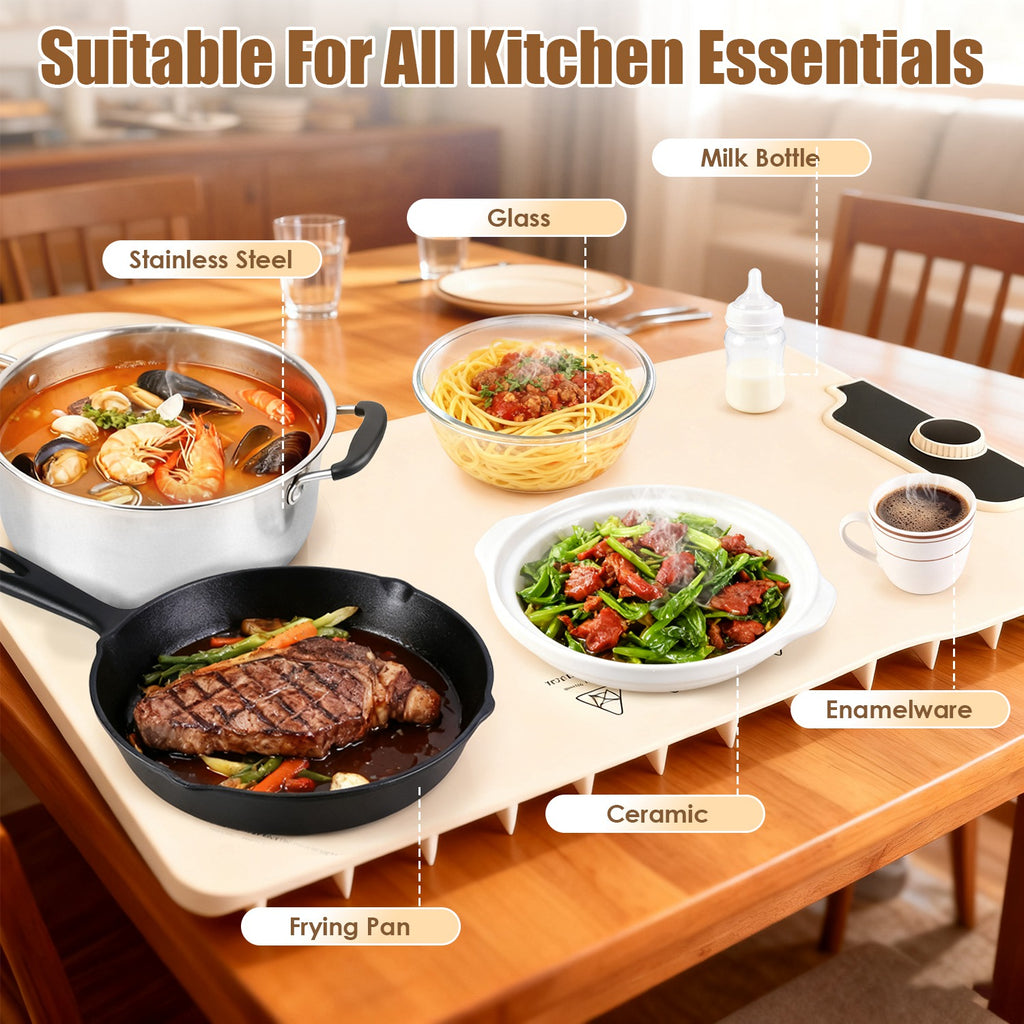 Food Warming Mat, 14 Temp Levels & 10-Hour Timer