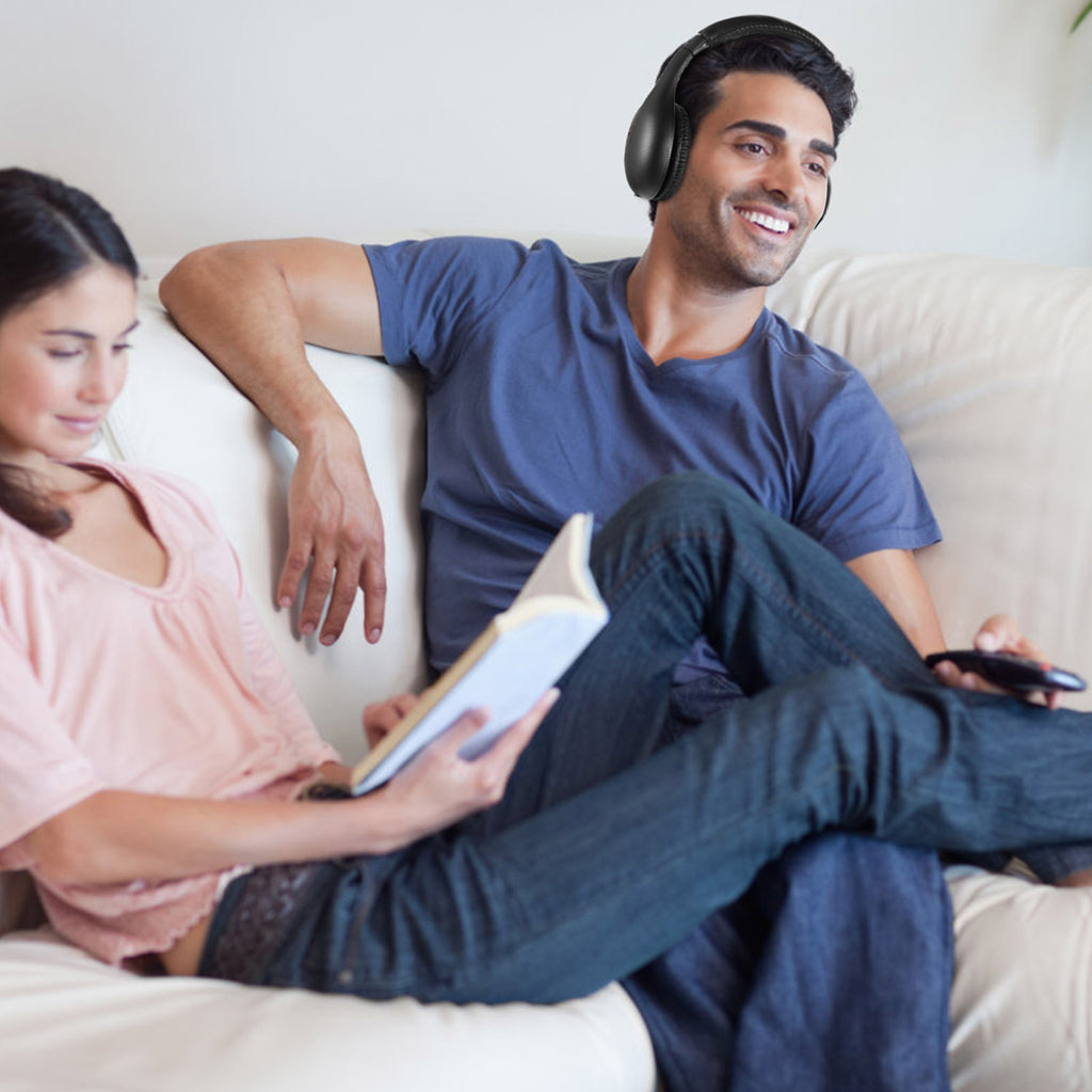 Wireless Over-Ear TV Headphones with RF Transmitter and FM Radio