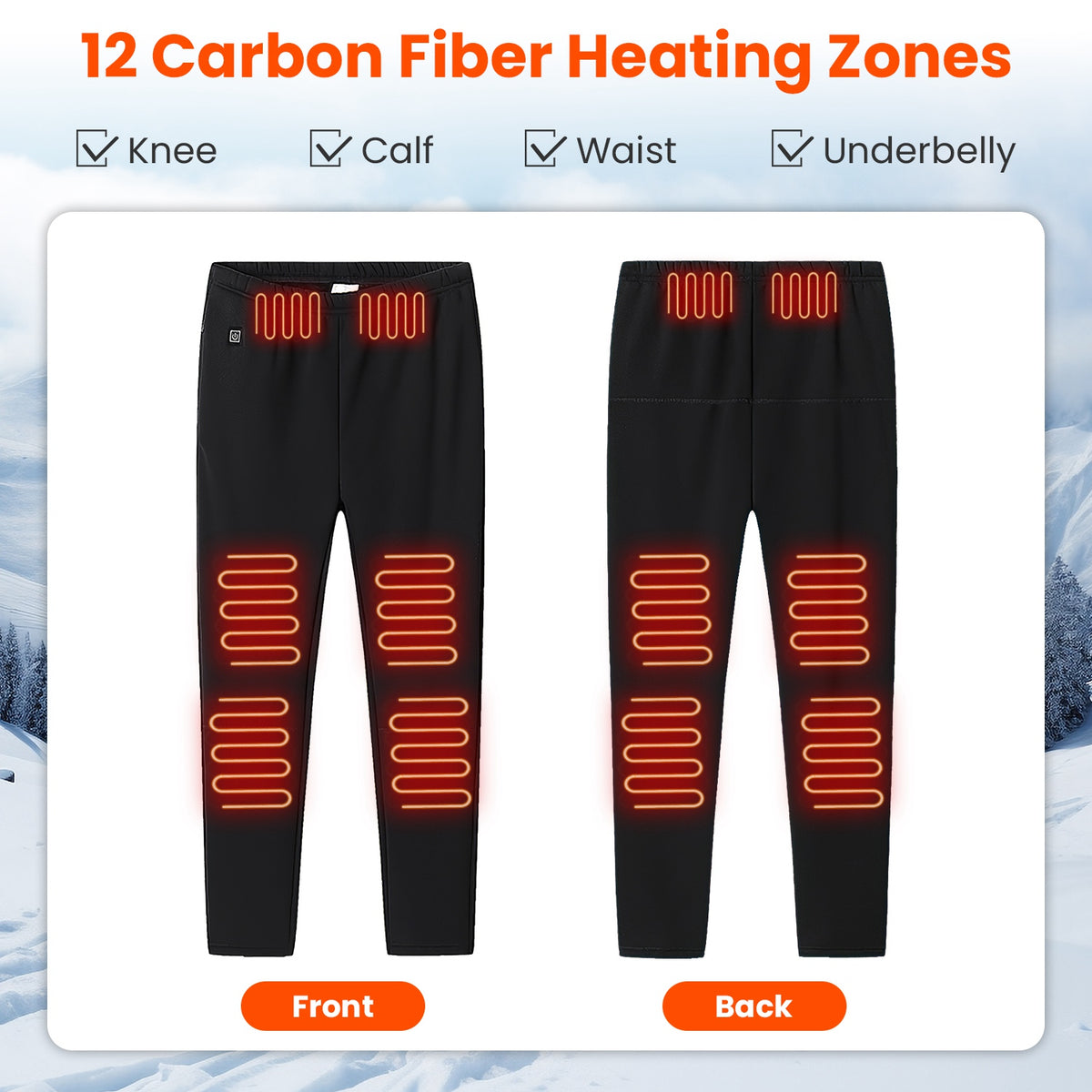 Heated Pants with 12 Heating Zones, USB Powered