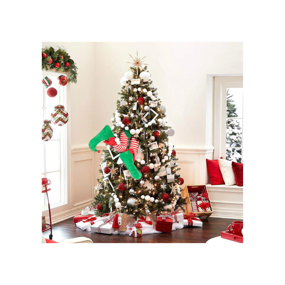 Elf Legs Christmas Tree Topper, Bendable Plush