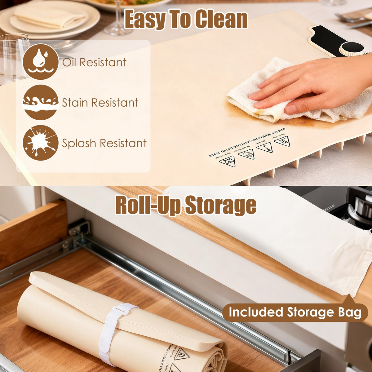 Food Warming Mat, 14 Temp Levels & 10-Hour Timer